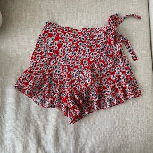Zara red floral wrap skirt XS
